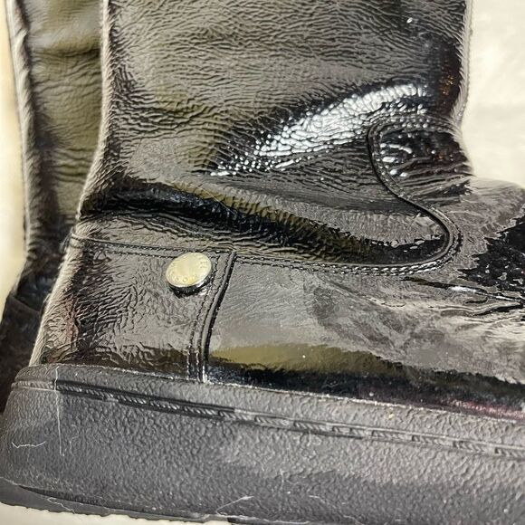 Michael Kors patent leather black knee high boots back zipper logo accent SZ7.5 - Picture 4 of 12